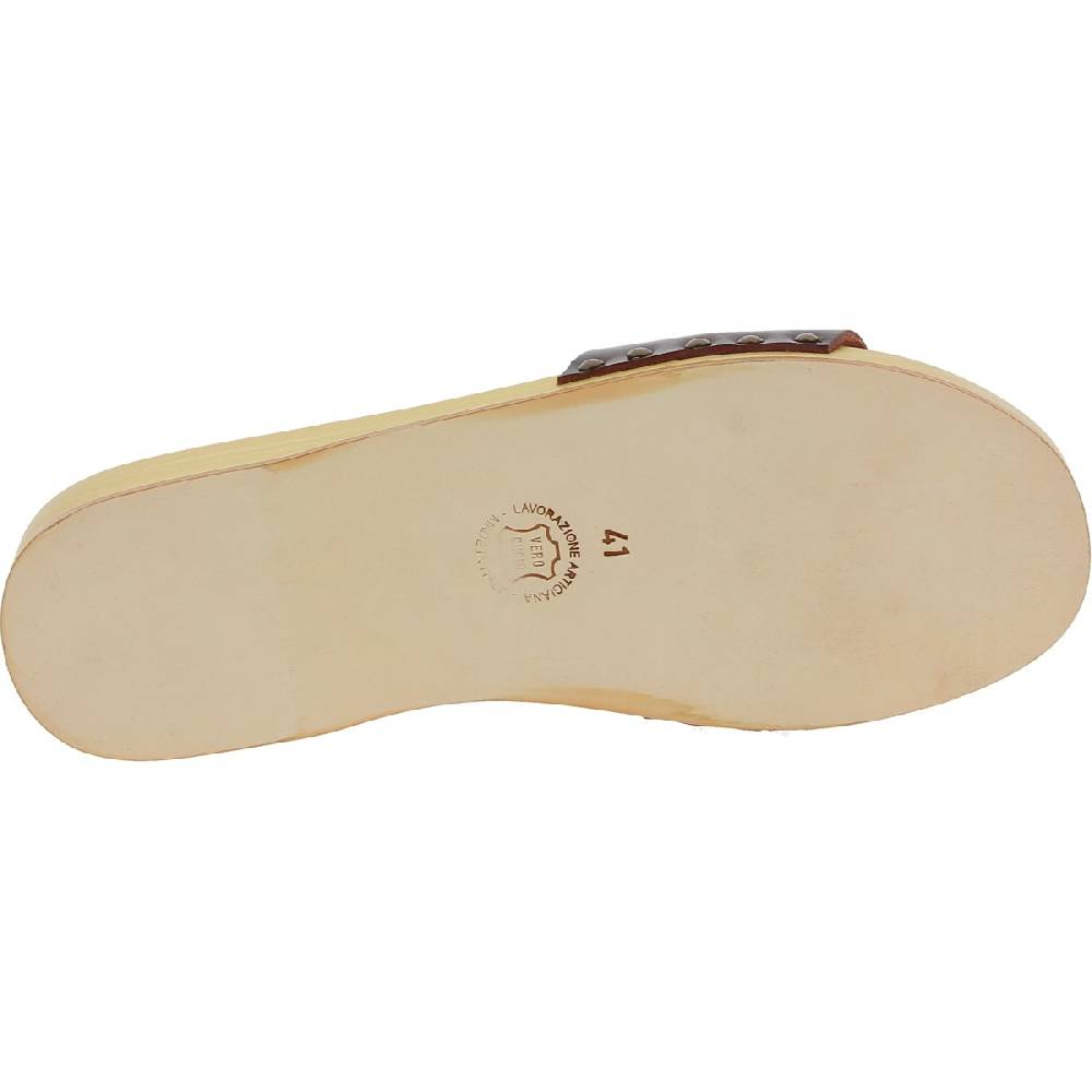 Lartigiano Del Cuoio Zoccoli artigianali da uomo con fascia in pelle marrone scuro Sconto