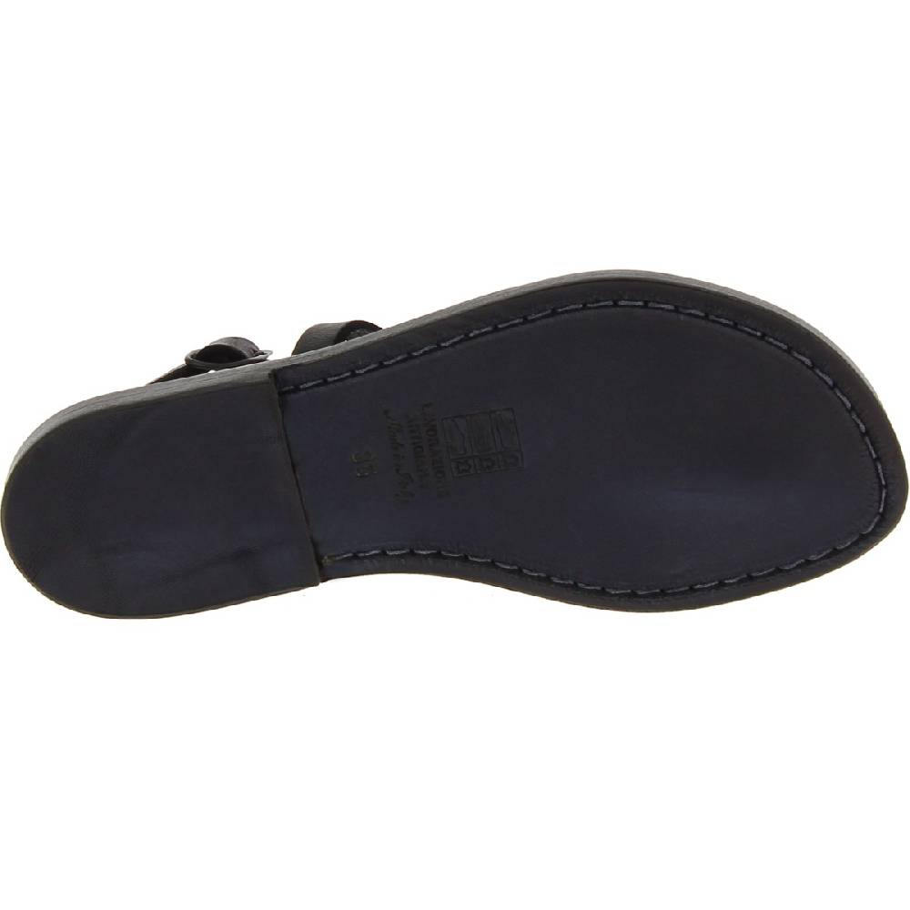 Lartigiano Del Cuoio Sandalo infradito da donna in pelle nero artigianali Hotsell