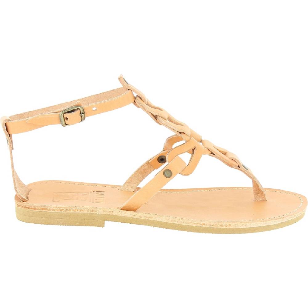 Lartigiano Del Cuoio Sandali infradito da donna con lacci incrociati fatti a mano in pelle di vitello nude In Linea