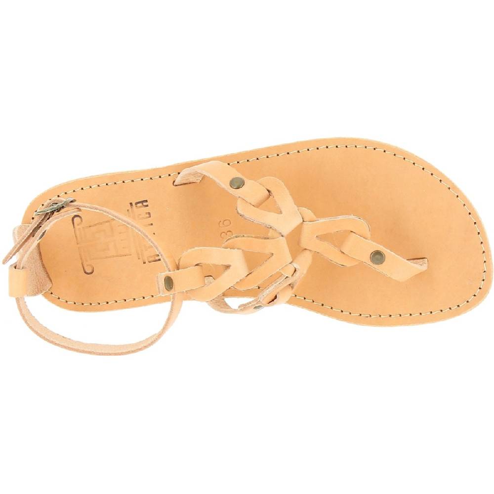 Lartigiano Del Cuoio Sandali infradito da donna con lacci incrociati fatti a mano in pelle di vitello nude In Linea