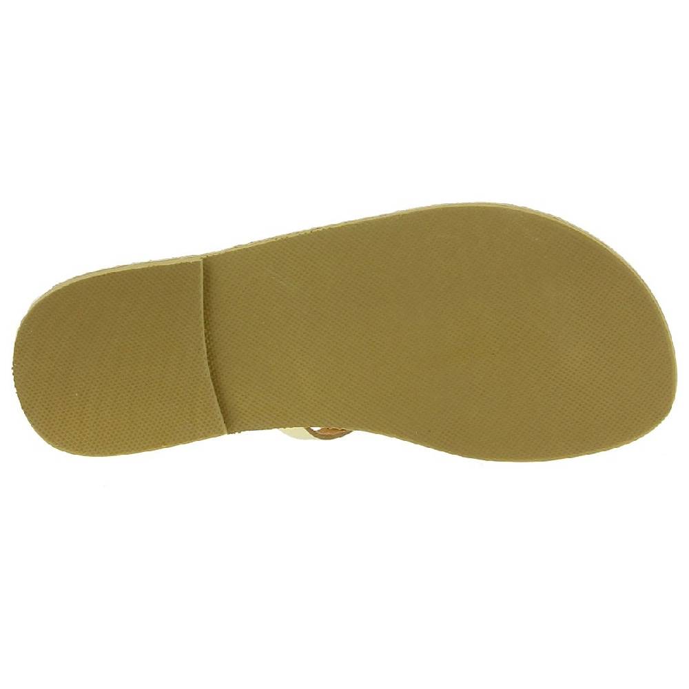 Lartigiano Del Cuoio Sandali infradito da donna con lacci incrociati fatti a mano in pelle di vitello laminata oro Vendita Economica