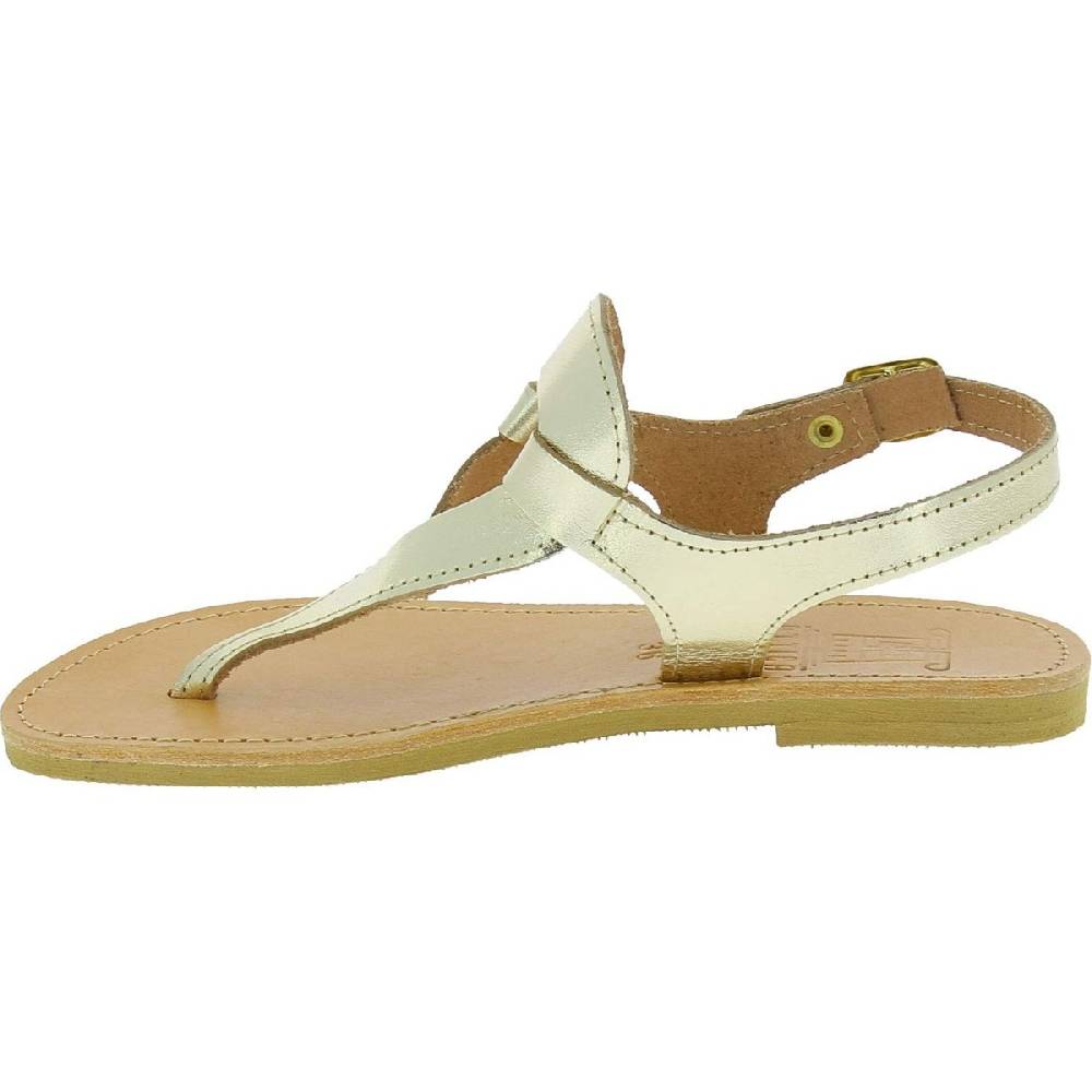 Lartigiano Del Cuoio Sandali infradito a goccia da donna fatti a mano in pelle di vitello laminata oro Negozio