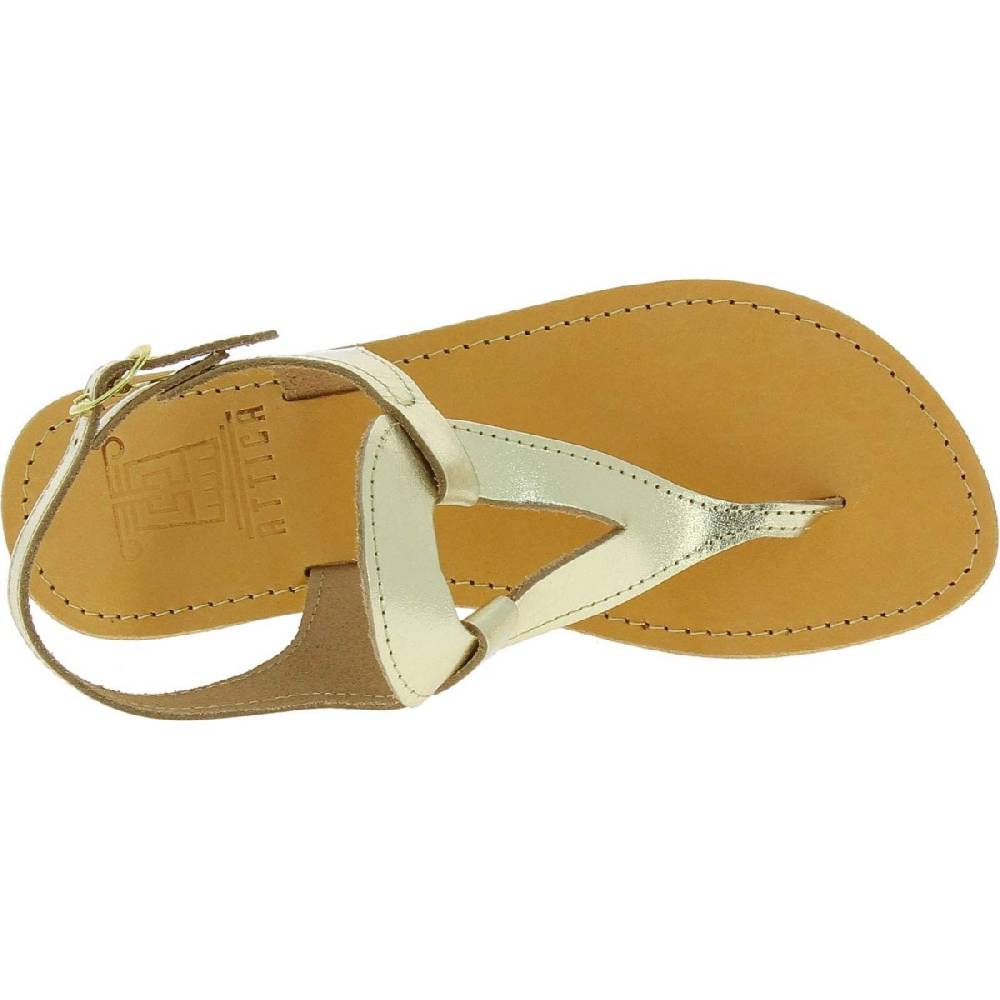 Lartigiano Del Cuoio Sandali infradito a goccia da donna fatti a mano in pelle di vitello laminata oro Negozio