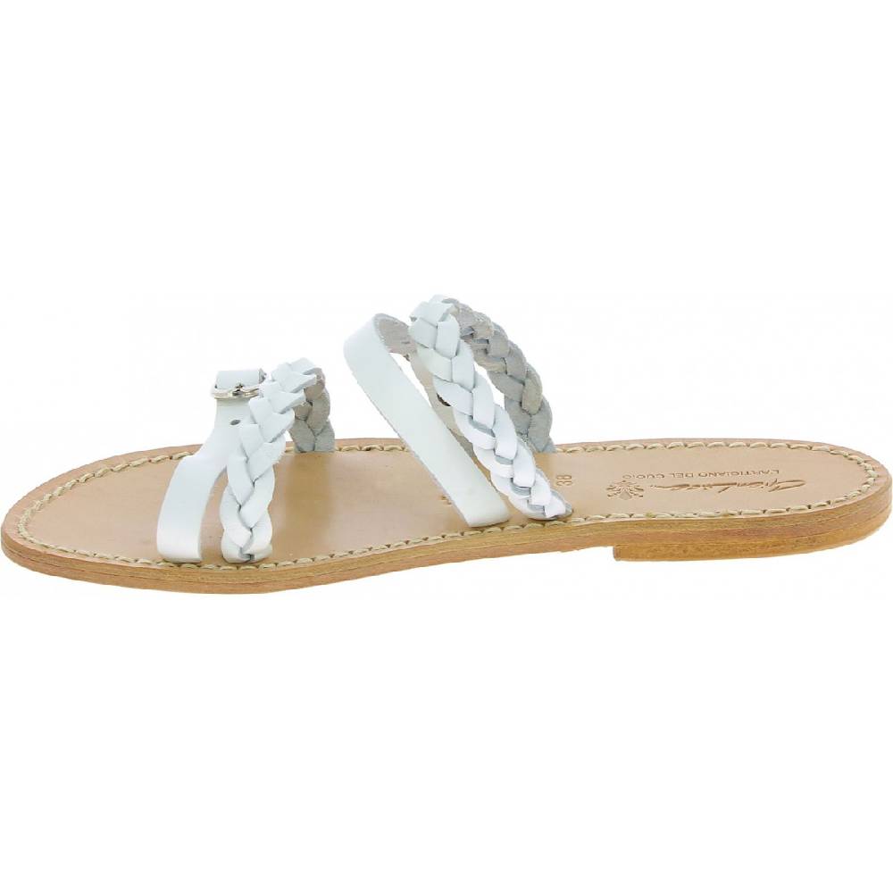 Lartigiano Del Cuoio Ciabatta donna artigianali in pelle intrecciata bianca Qualità