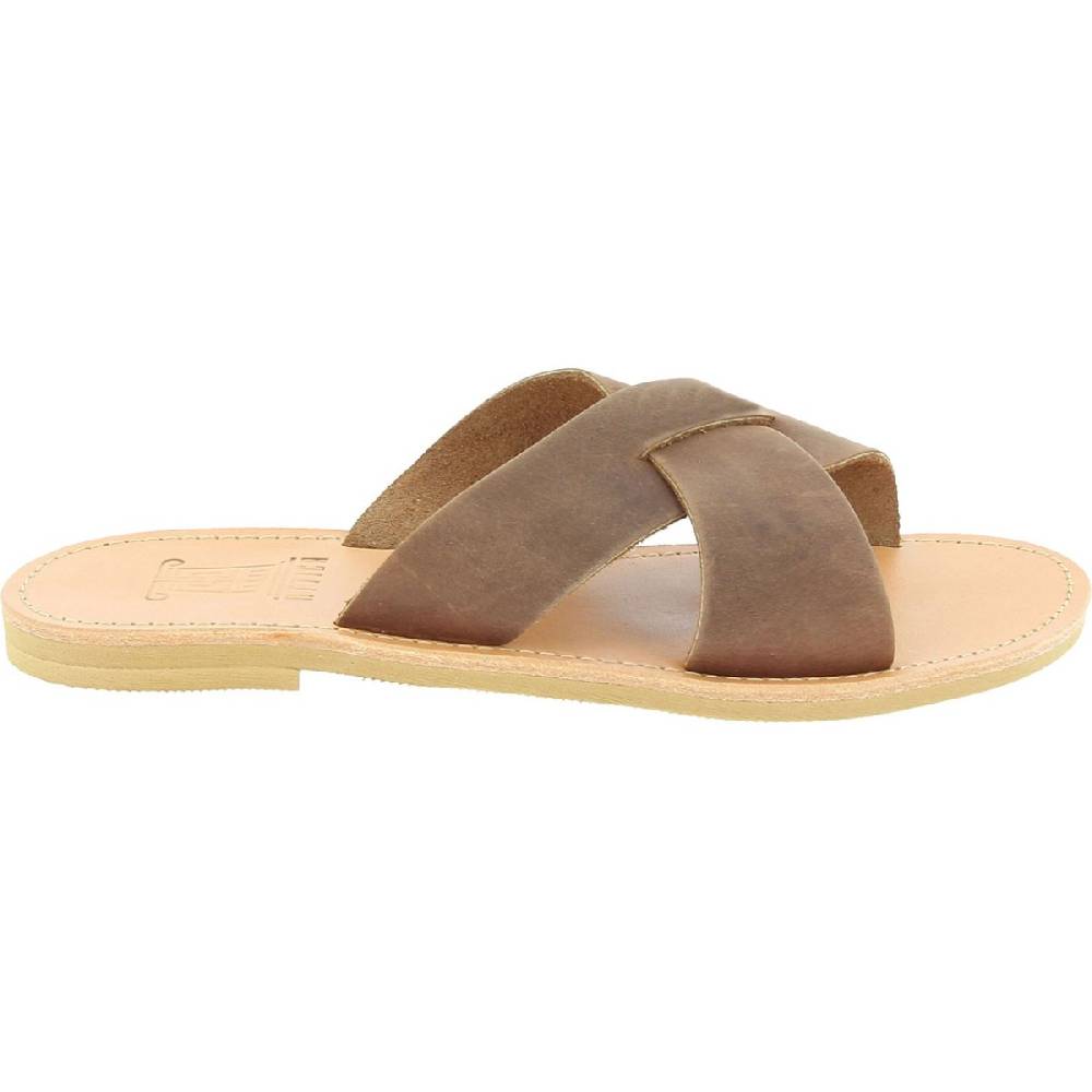 Lartigiano Del Cuoio Sandali ciabatte da uomo con fasce incrociate in pelle nubuk testa di moro Negozi Online