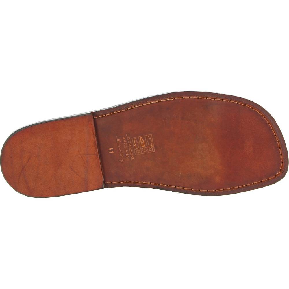 Lartigiano Del Cuoio Sandali da uomo a gabbia in pelle marrone scuro Promozione Limitata