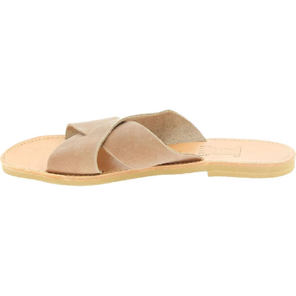 Lartigiano Del Cuoio Sandali uomo in nubuck marrone chiaro fatti a mano in Grecia In Vendita