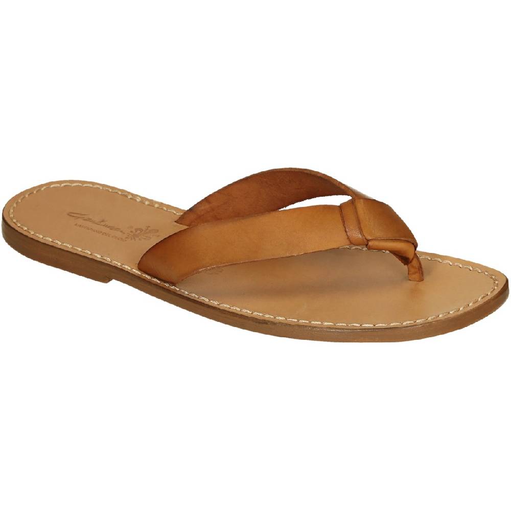 Lartigiano Del Cuoio Ciabatte infradito uomo in pelle color cuoio fatti a mano Shopping Online