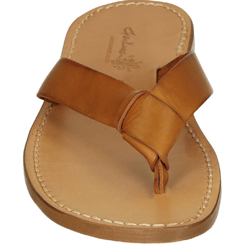 Lartigiano Del Cuoio Ciabatte infradito uomo in pelle color cuoio fatti a mano Shopping Online