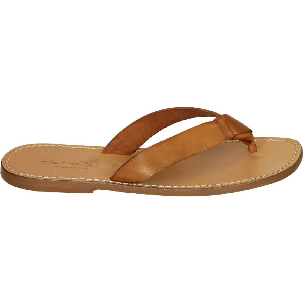 Lartigiano Del Cuoio Ciabatte infradito uomo in pelle color cuoio fatti a mano Shopping Online