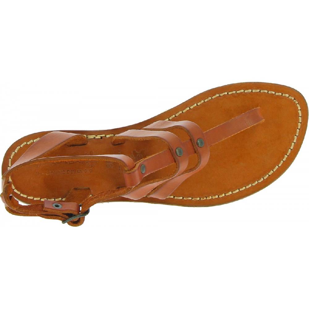 Lartigiano Del Cuoio Sandali infradito donna in pelle color cuoio Fornitura limitata