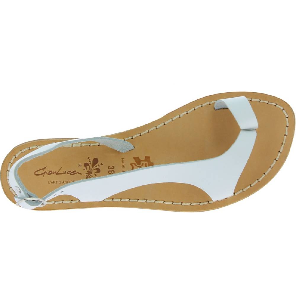 Lartigiano Del Cuoio Sandali infradito da donna in pelle bianca artigianali Offerta esclusiva