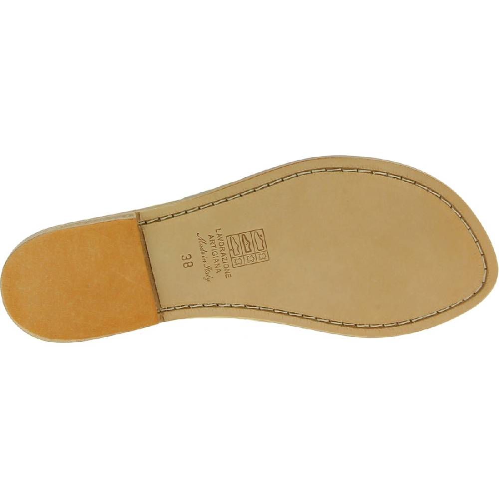 Lartigiano Del Cuoio Sandali infradito da donna in pelle bianca artigianali Offerta esclusiva