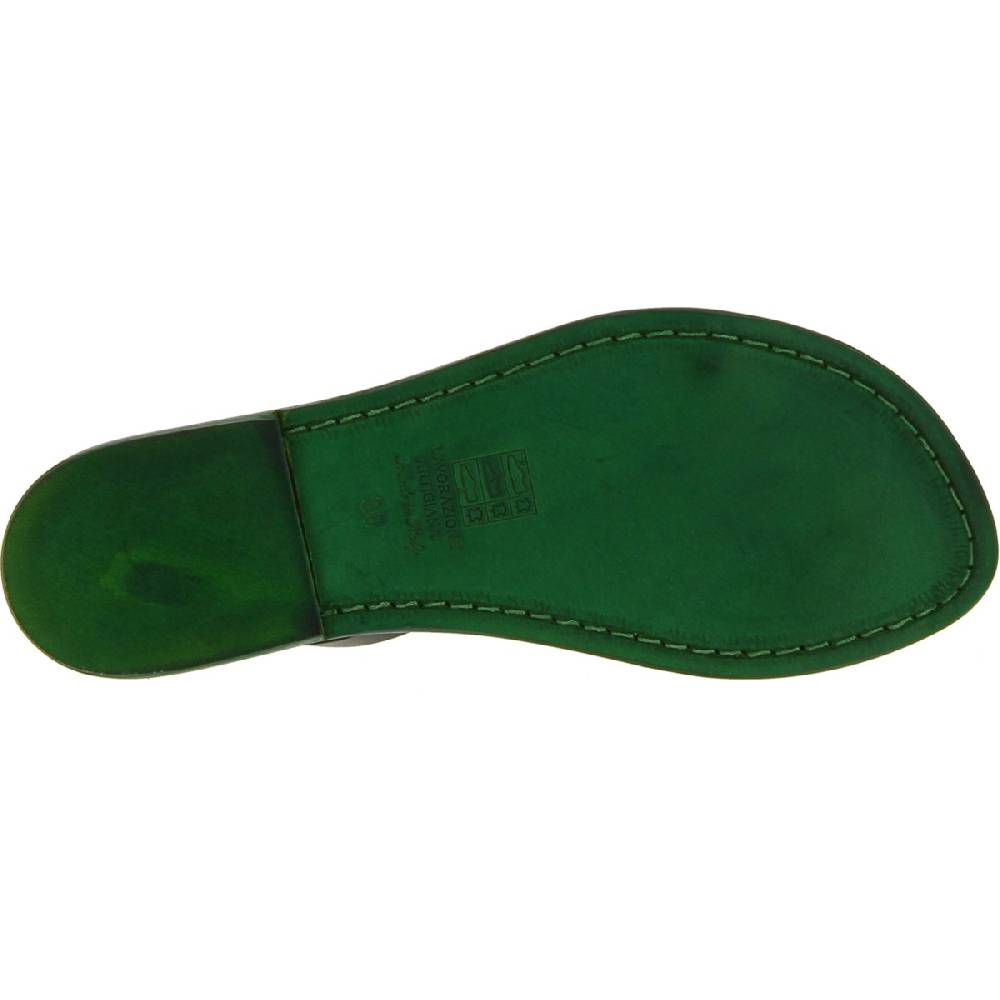 Lartigiano Del Cuoio Sandali infradito da donna artigianali in pelle verde Vendite stagionali