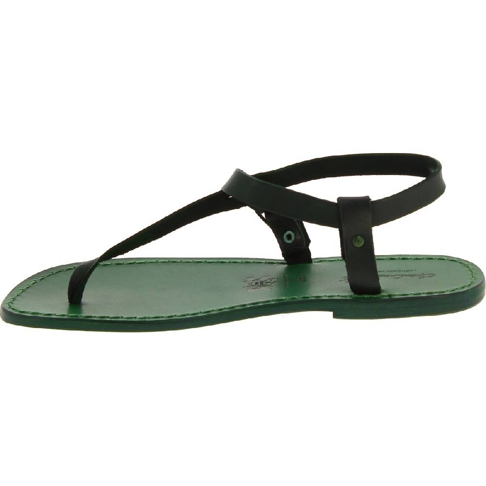 Lartigiano Del Cuoio Sandali infradito in pelle verde fatti a mano Offerta San Valentino