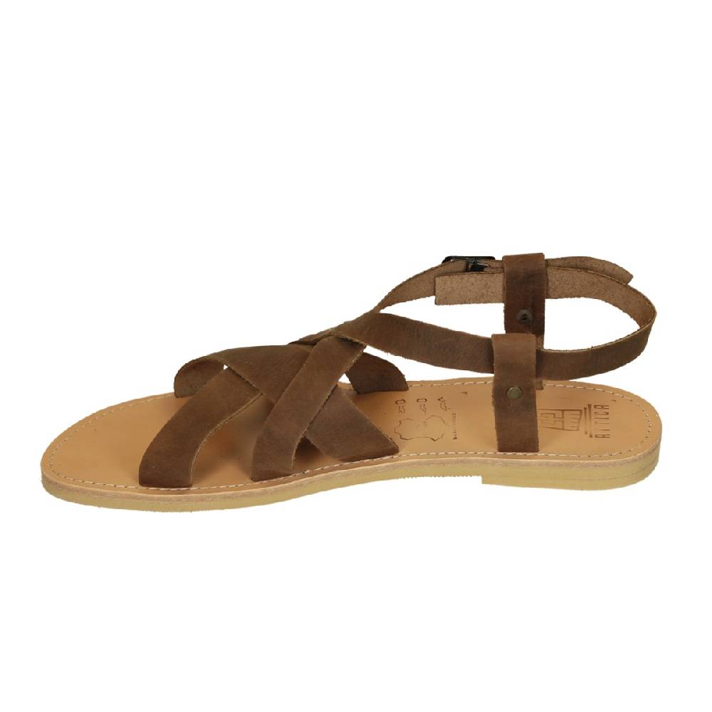 Lartigiano Del Cuoio Sandali infradito da uomo in pelle nabuk marrone fatti a mano Online Outlet