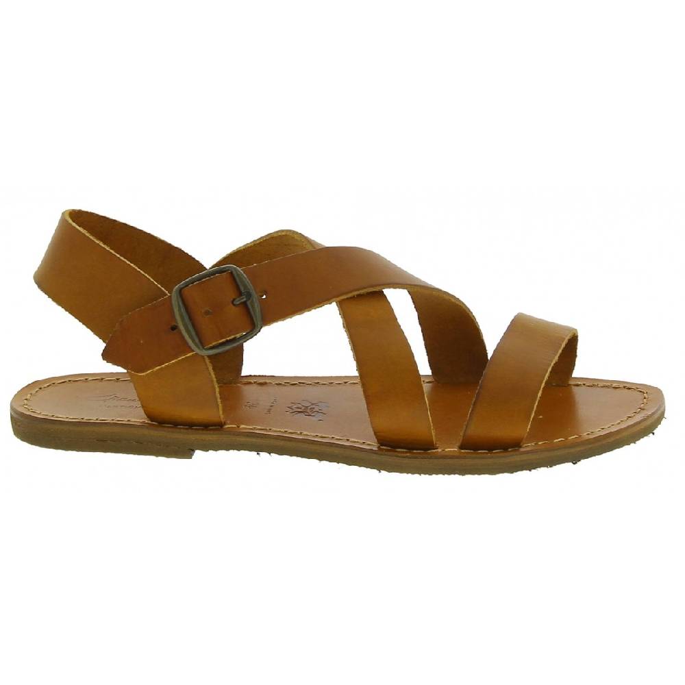 Lartigiano Del Cuoio Sandali alla francescana donna in pelle color cuoio artigianali Offerte stagionali