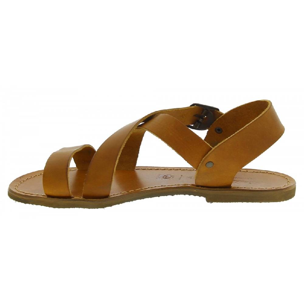Lartigiano Del Cuoio Sandali alla francescana donna in pelle color cuoio artigianali Offerte stagionali