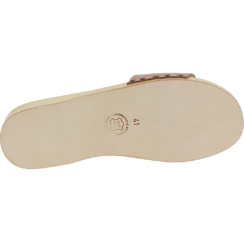 Lartigiano Del Cuoio Zoccoli in legno da uomo con fascia in pelle color cuoio Promozione temporanea