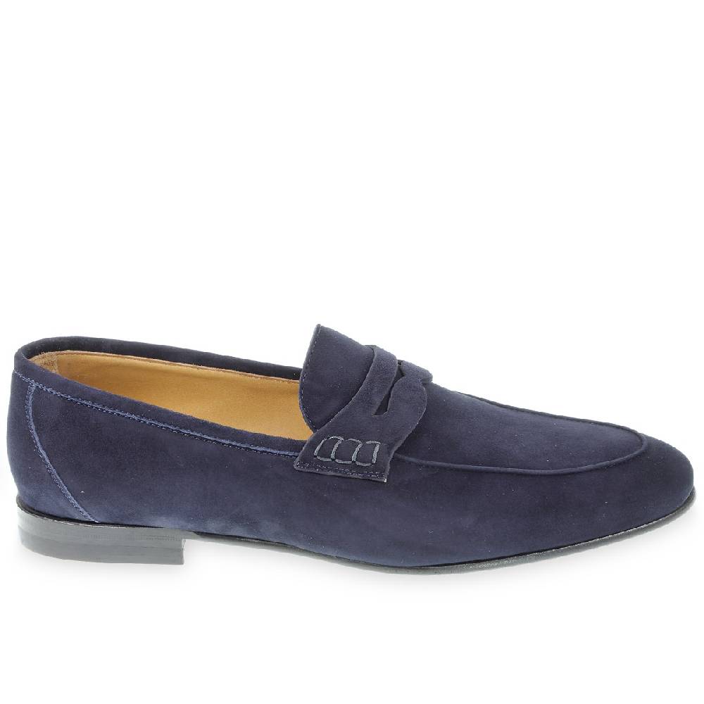 Lartigiano Del Cuoio Mocassino penny in camoscio blu fatto a mano da Fratelli Borgioli Only for today