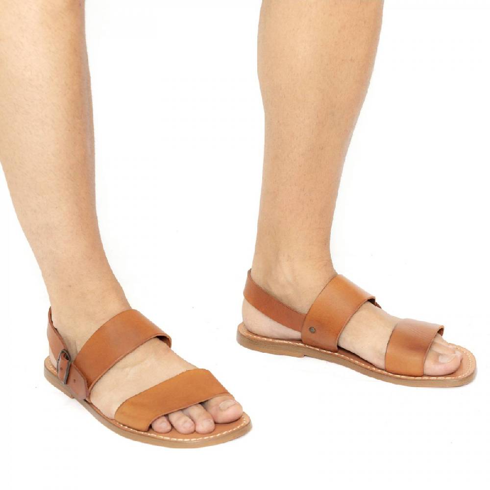 Lartigiano Del Cuoio Sandali uomo fatti a mano in pelle color cuoio antico Sostegno trimestrale