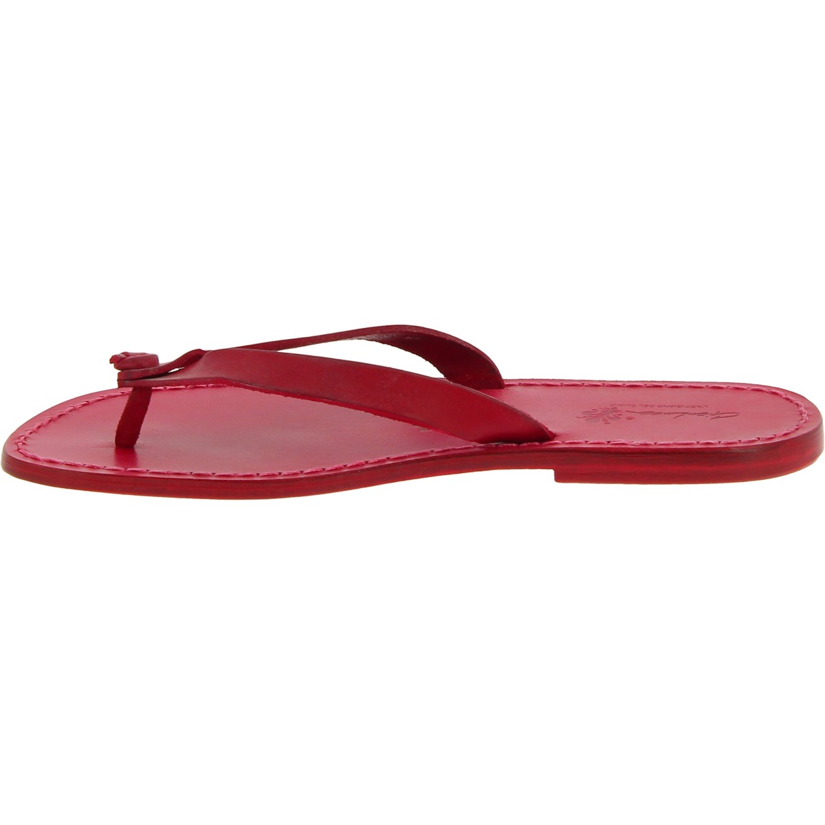 Lartigiano Del Cuoio Ciabatte a infradito uomo in pelle rosso artigianali Super sconto