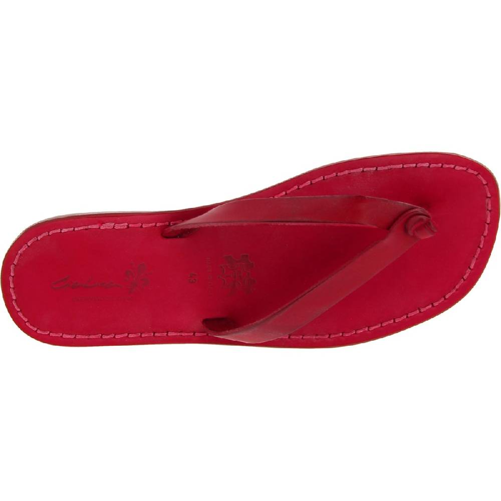 Lartigiano Del Cuoio Ciabatte a infradito uomo in pelle rosso artigianali Super sconto