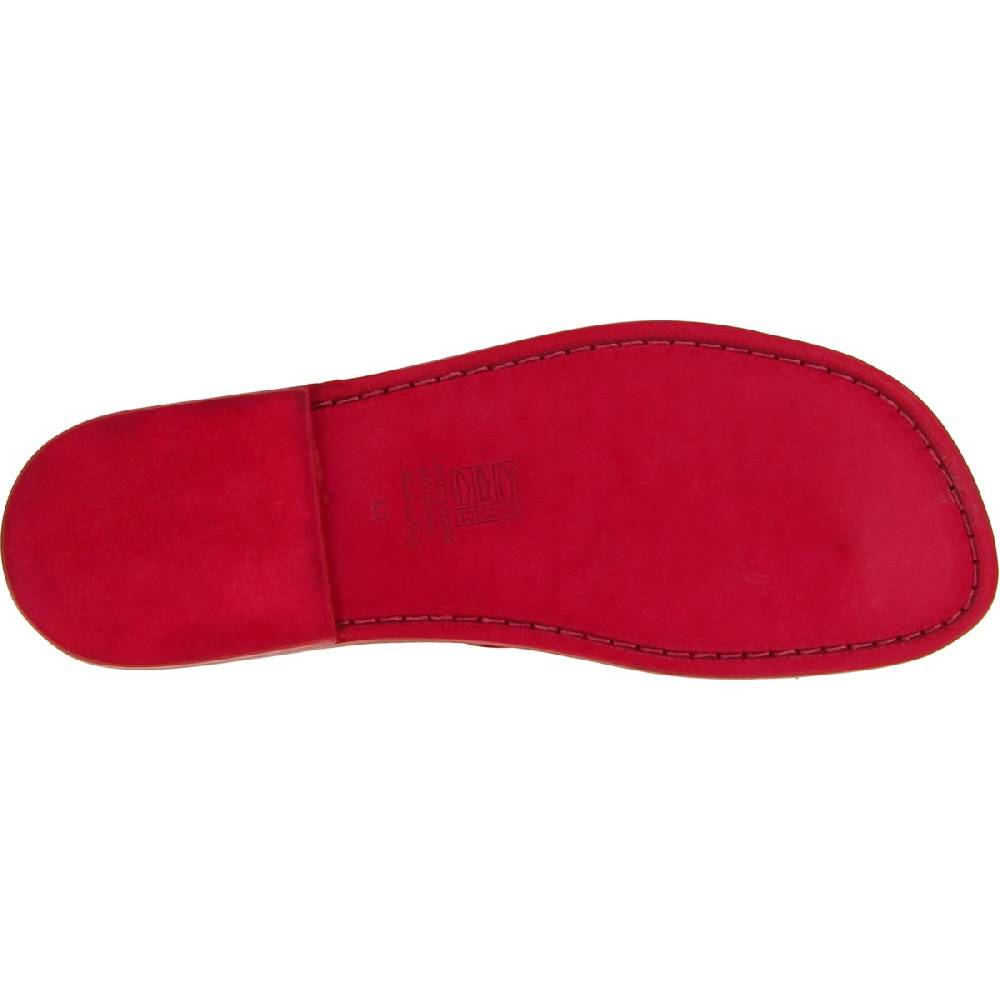 Lartigiano Del Cuoio Ciabatte a infradito uomo in pelle rosso artigianali Super sconto
