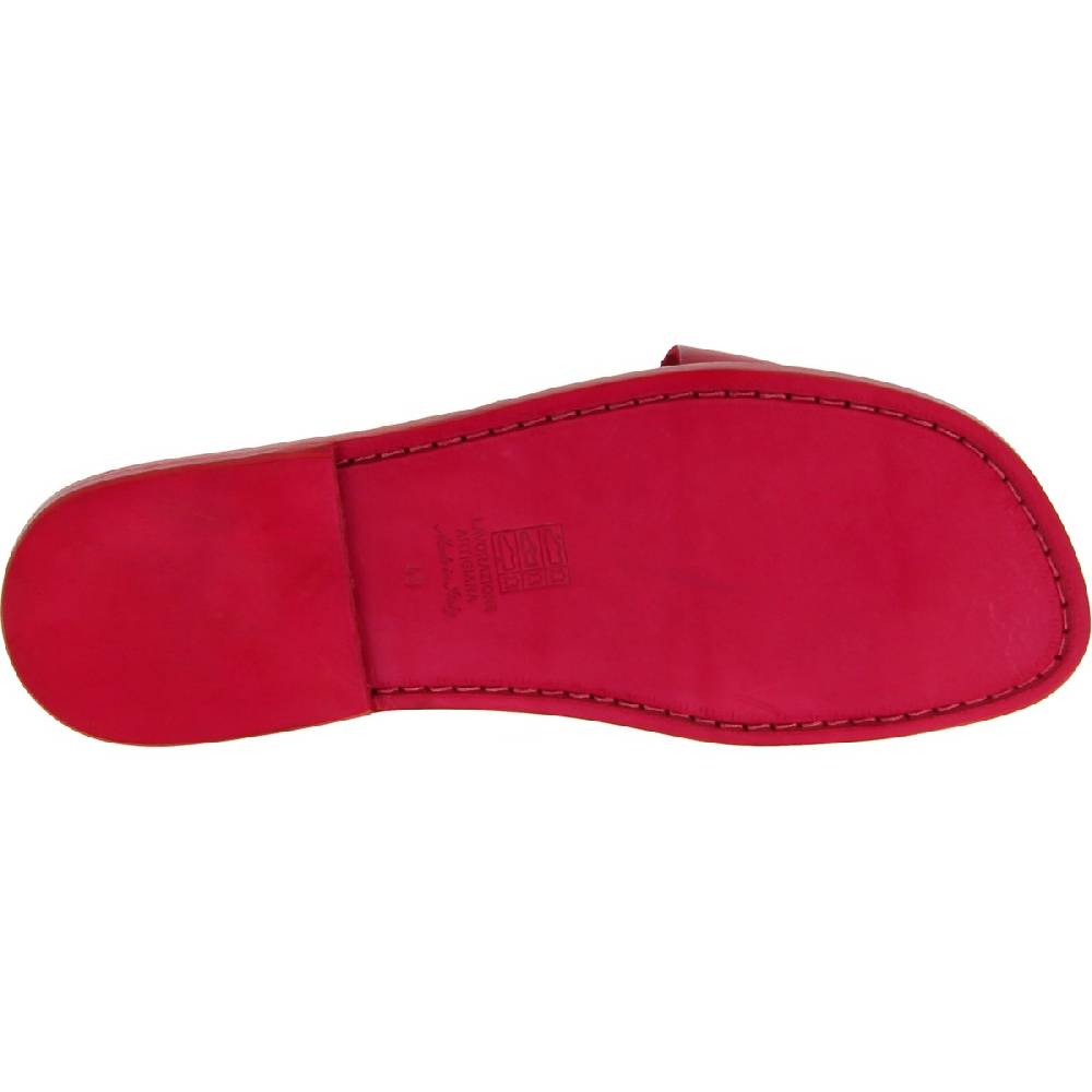 Lartigiano Del Cuoio Infradito in pelle rossa intrecciata sull'alluce e suola in cuoio Black Friday Prezzi