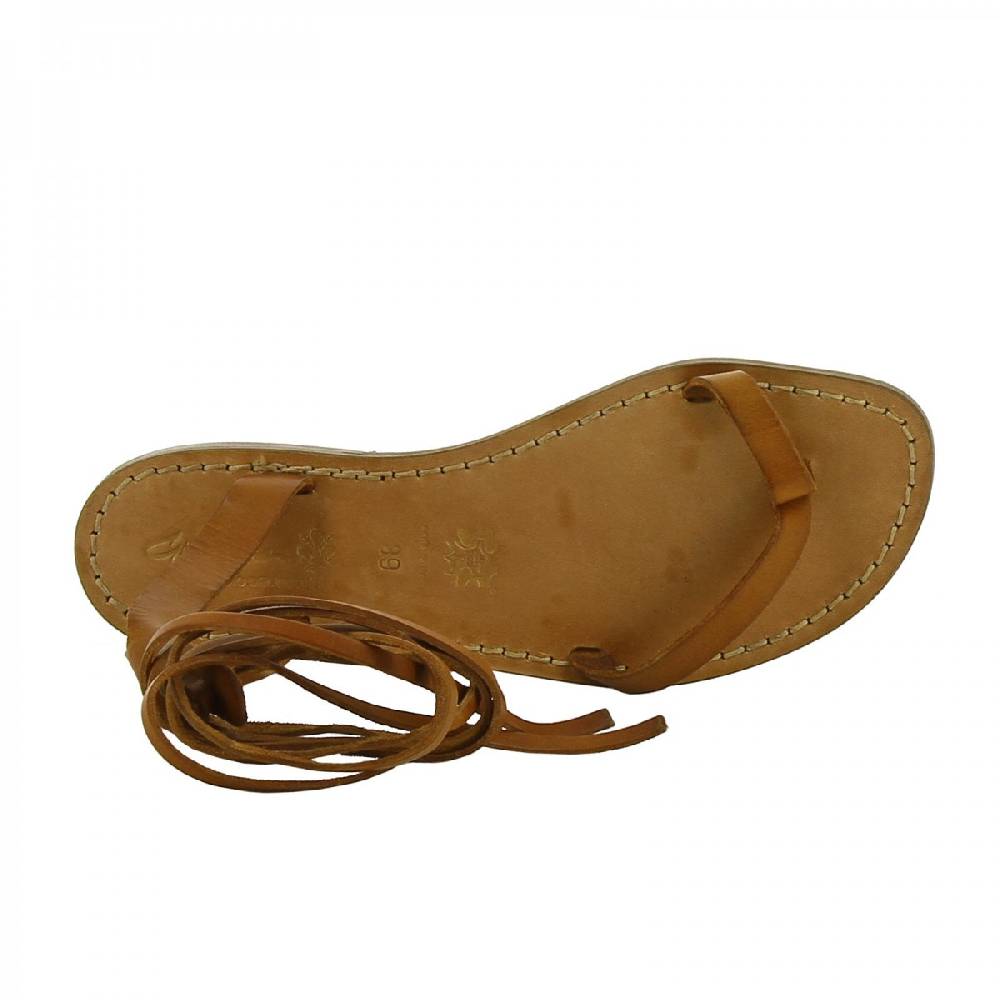 Lartigiano Del Cuoio Sandali schiava bassi fatte a mano in pelle color cuoio 2025
