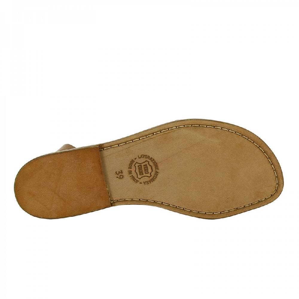 Lartigiano Del Cuoio Sandali schiava bassi fatte a mano in pelle color cuoio 2025