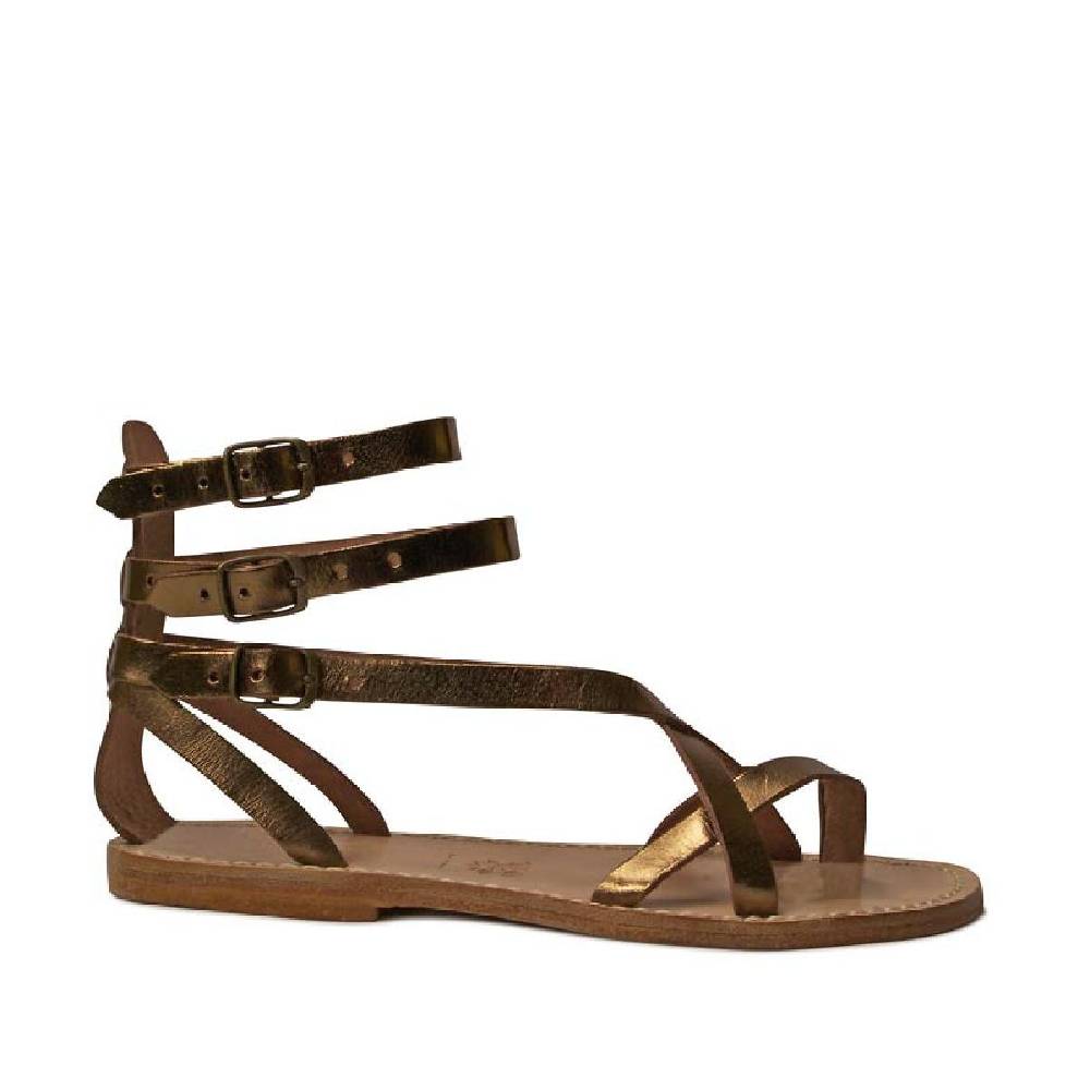 Lartigiano Del Cuoio Sandali gladiatore fatti a mano in pelle laminata bronzo Promozione