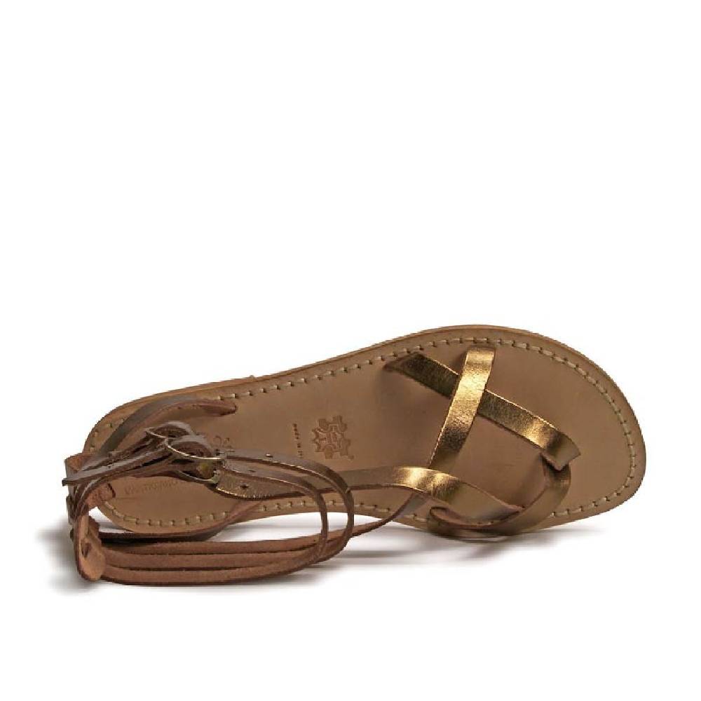 Lartigiano Del Cuoio Sandali gladiatore fatti a mano in pelle laminata bronzo Promozione