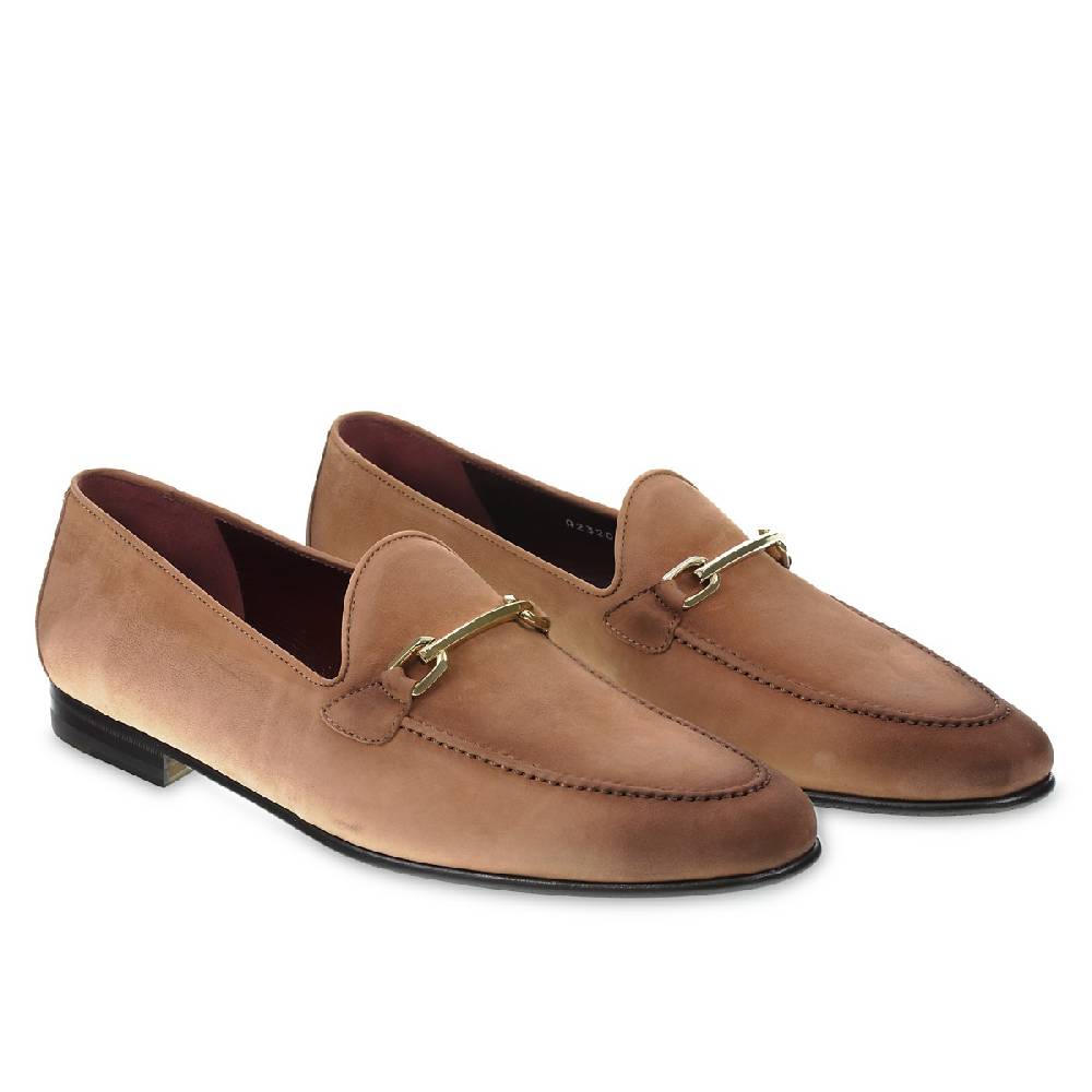 Lartigiano Del Cuoio Mocassino in pelle nabuccata con passante in metallo dorato Shopping Online