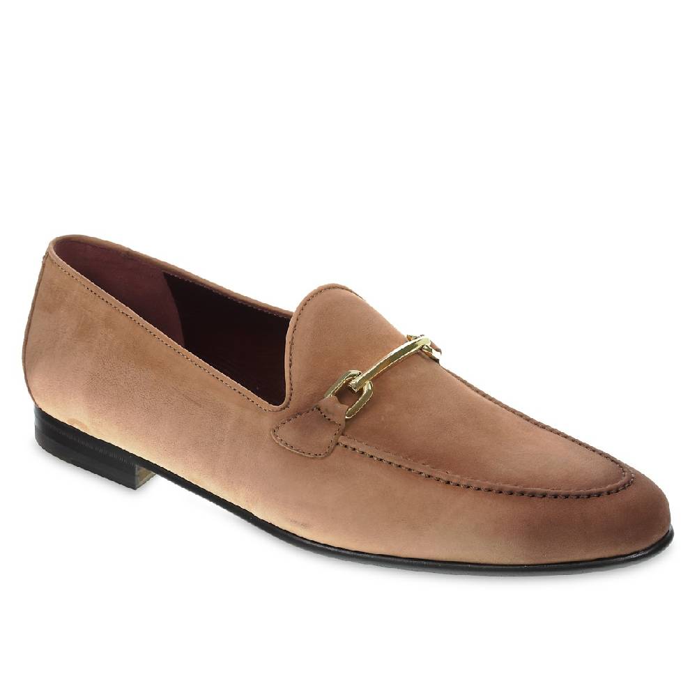 Lartigiano Del Cuoio Mocassino in pelle nabuccata con passante in metallo dorato Shopping Online