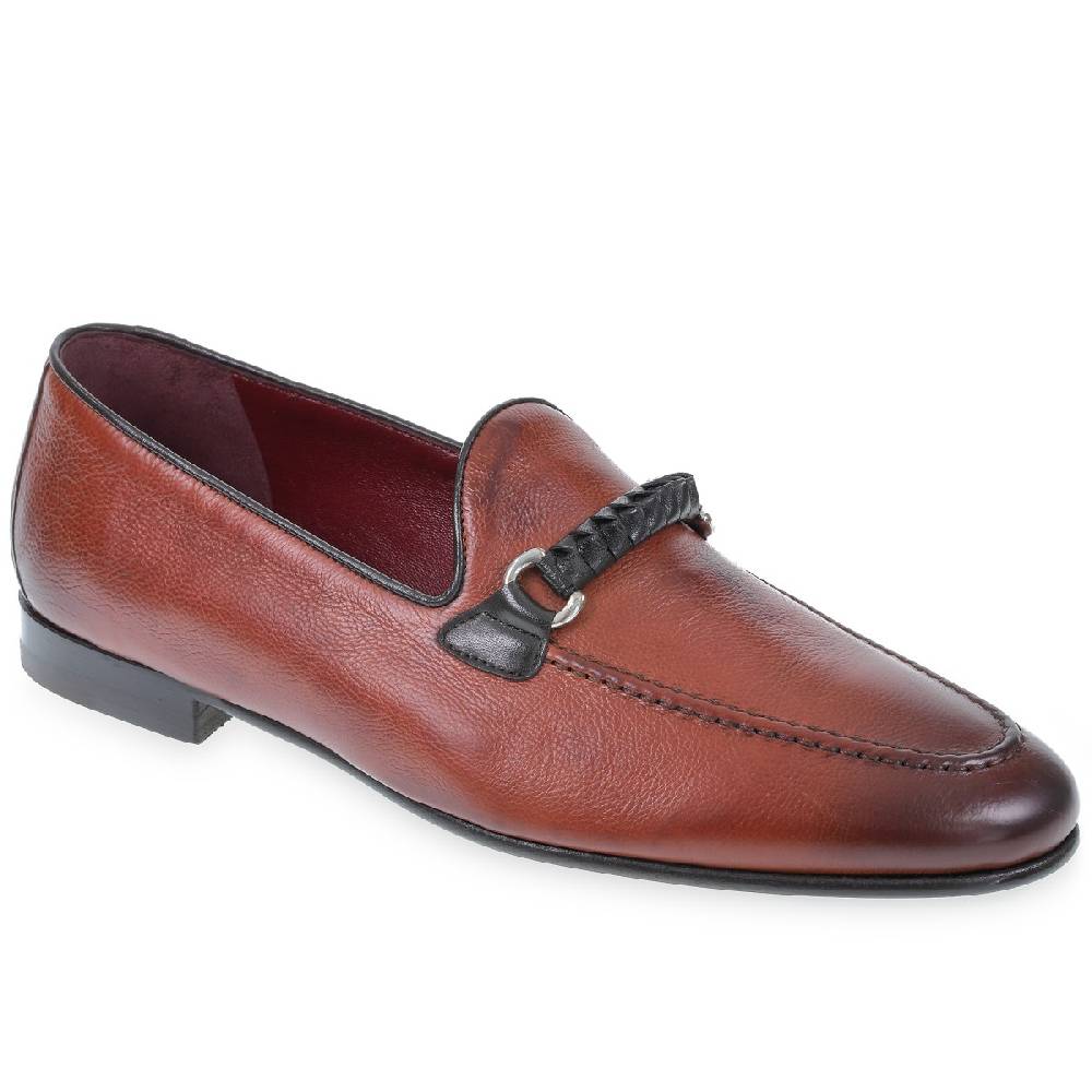 Lartigiano Del Cuoio Mocassino da uomo in pelle color mattone con passante intrecciato Sottocosto