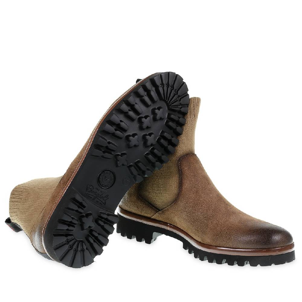 Lartigiano Del Cuoio Chelsea in camoscio marrone ingrassato e cashmere - Fratelli Borgioli Novità