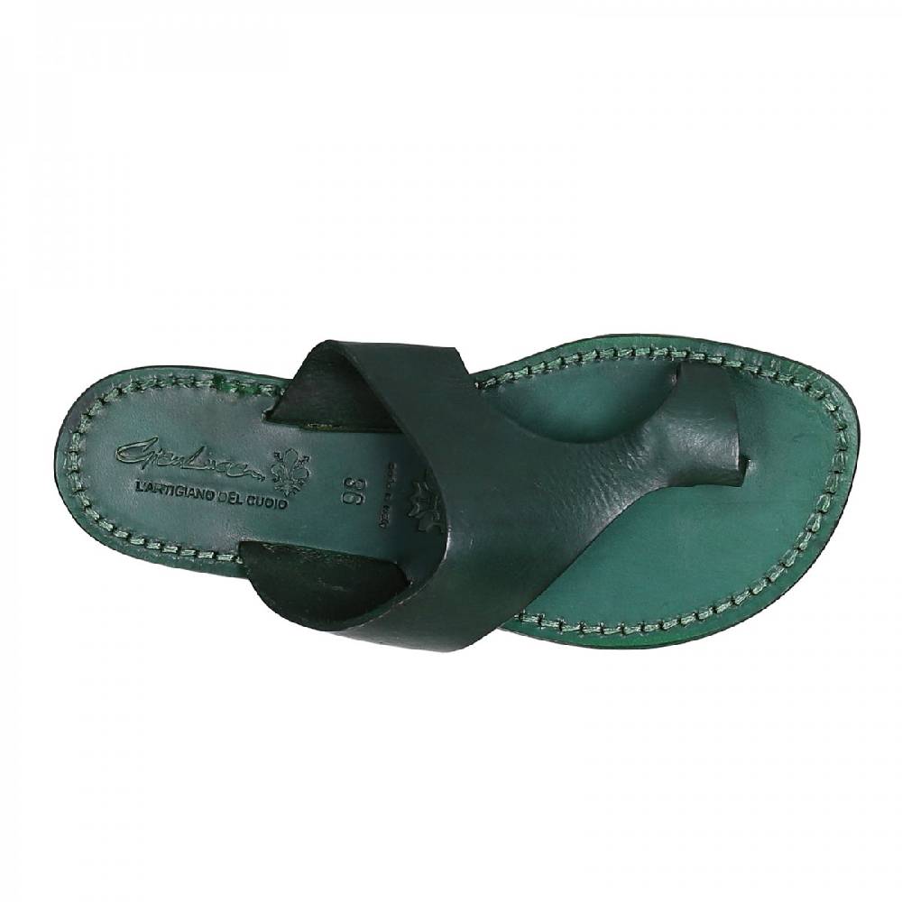 Lartigiano Del Cuoio Ciabatte infradito donna in pelle verde artigianali Offerta