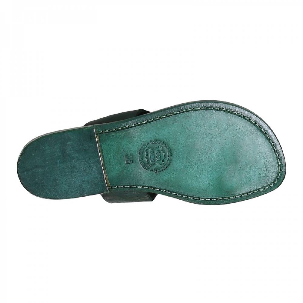 Lartigiano Del Cuoio Ciabatte infradito donna in pelle verde artigianali Offerta