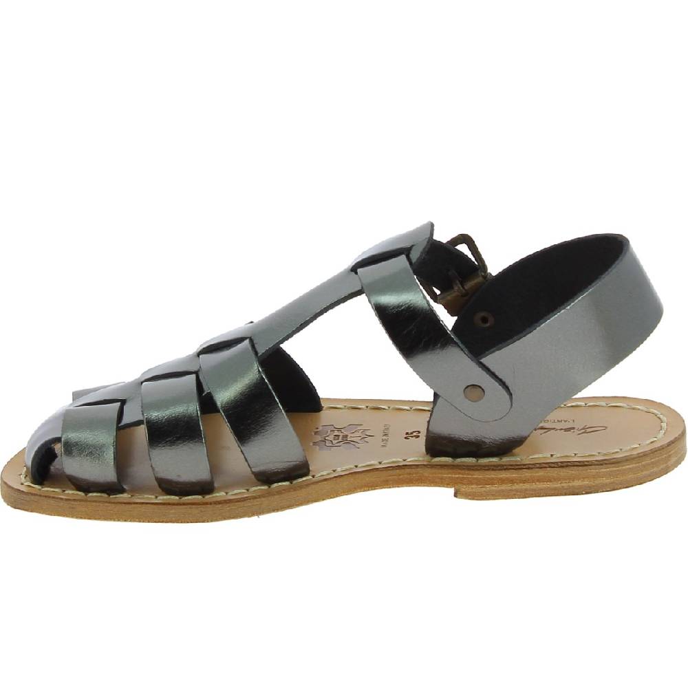 Lartigiano Del Cuoio Sandali da donna in pelle color titanio fatti a mano in Italia Economico