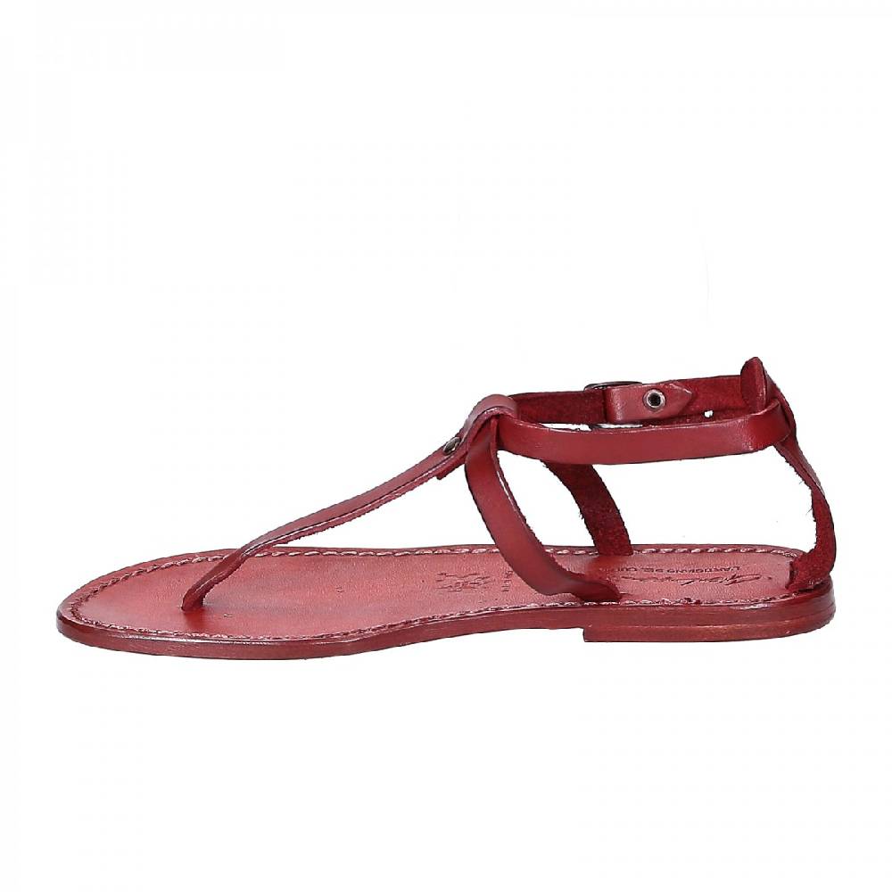 Lartigiano Del Cuoio Sandali infradito donna fatti a mano in pelle rosso Saldi