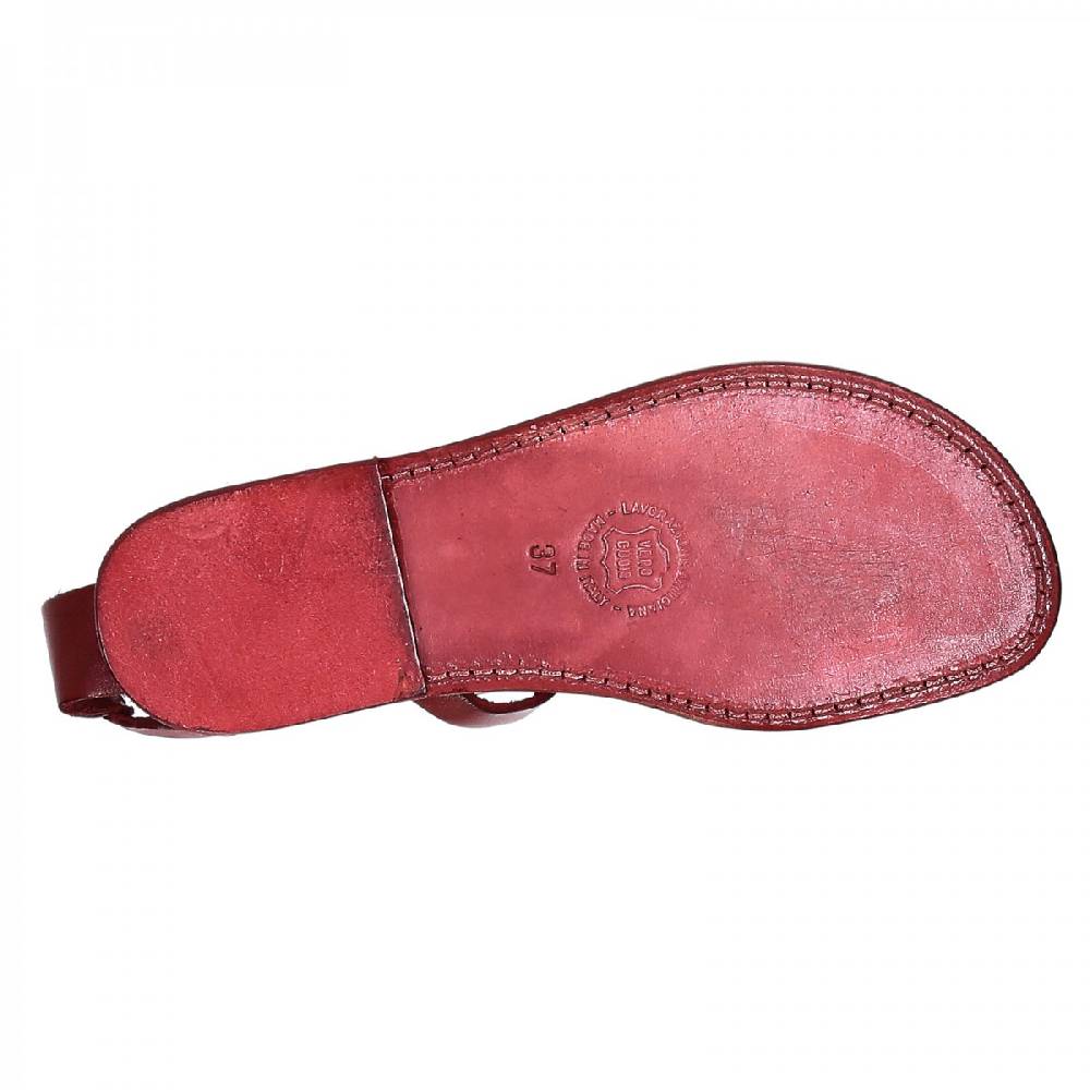 Lartigiano Del Cuoio Sandali infradito donna fatti a mano in pelle rosso Saldi