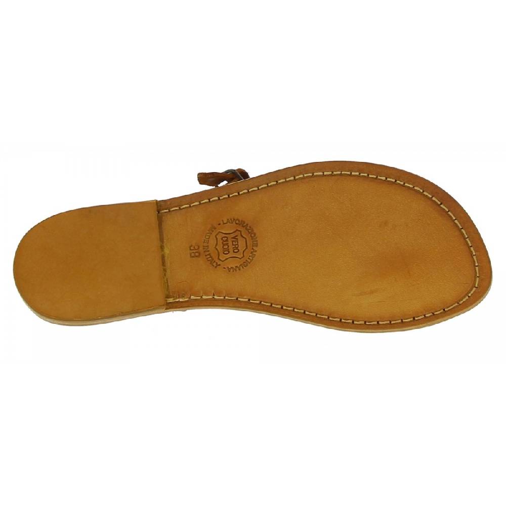 Lartigiano Del Cuoio Sandali infradito artigianali da donna in pelle color cuoio Hotsell