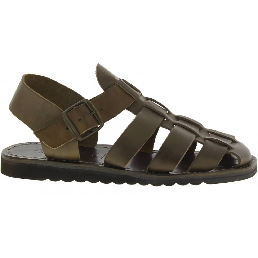 Lartigiano Del Cuoio Sandali uomo fatti a mano in pelle color fango suola gomma spessa Moda
