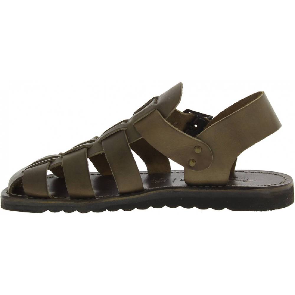 Lartigiano Del Cuoio Sandali uomo fatti a mano in pelle color fango suola gomma spessa Moda