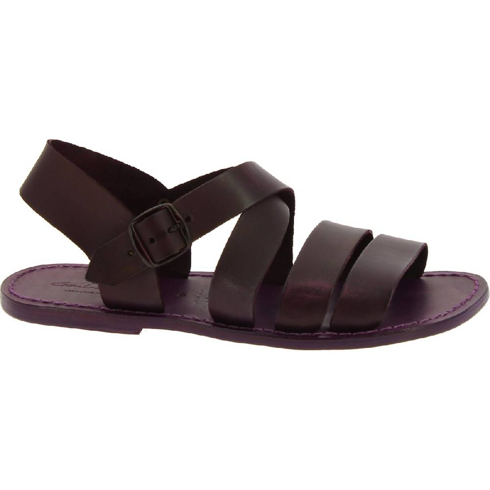 Lartigiano Del Cuoio Sandali uomo fatti a mano in pelle color prugna Flash Sale