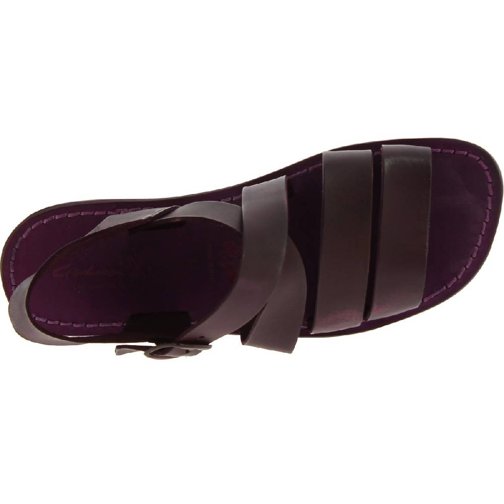 Lartigiano Del Cuoio Sandali uomo fatti a mano in pelle color prugna Flash Sale