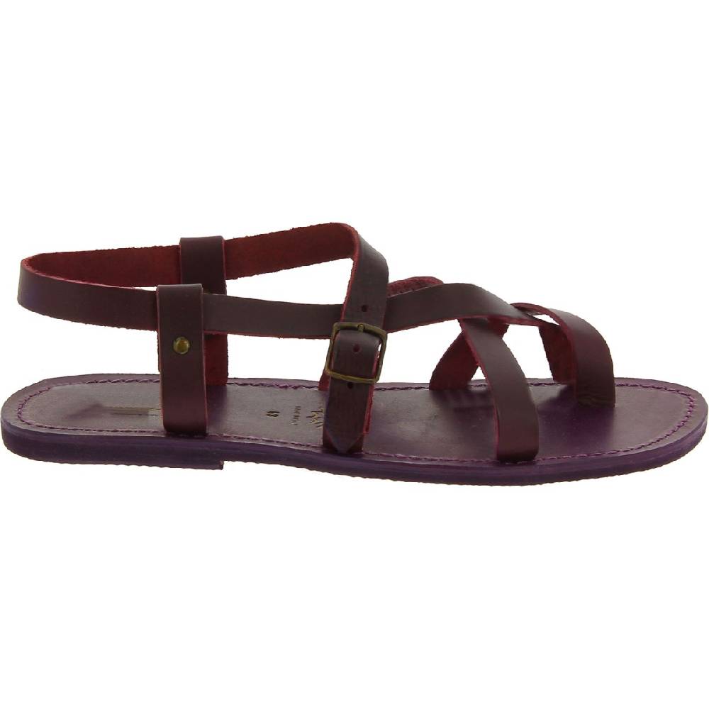 Lartigiano Del Cuoio Sandali uomo in cuoio artigianali in pelle color viola Offerta migliore
