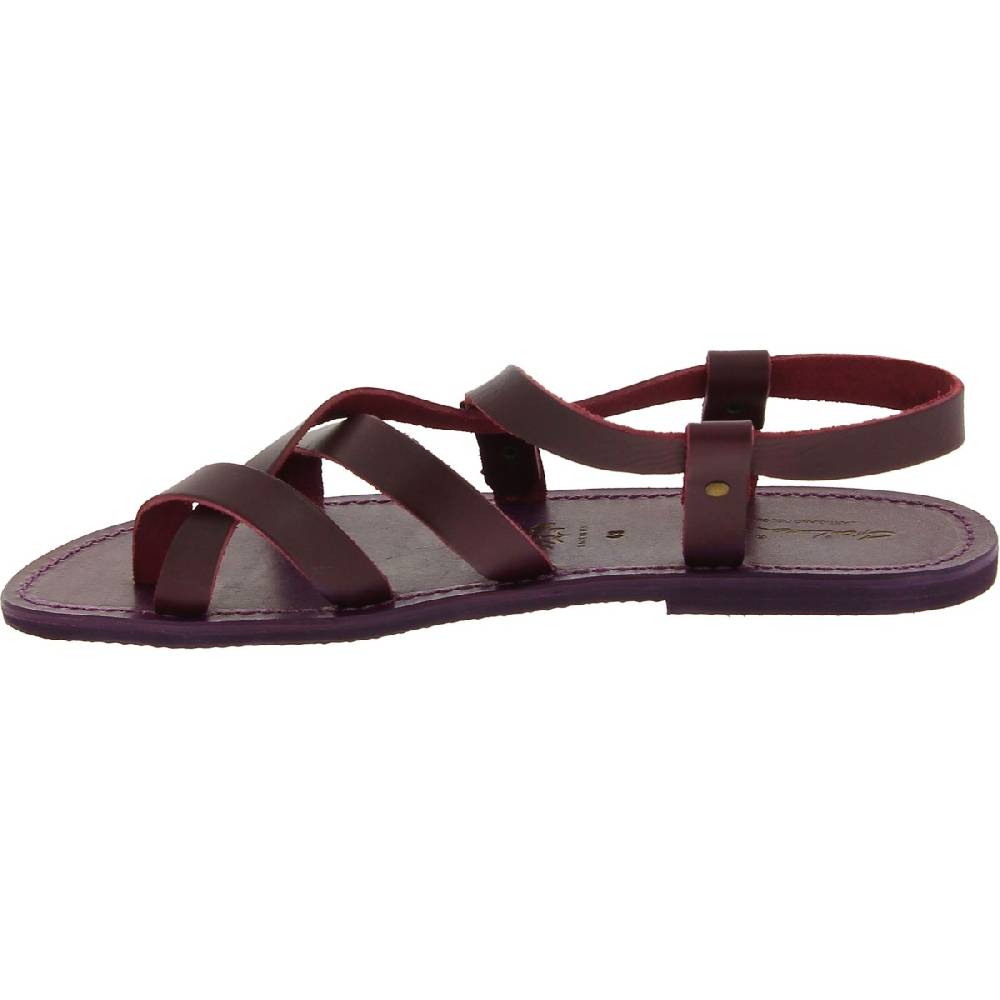 Lartigiano Del Cuoio Sandali uomo in cuoio artigianali in pelle color viola Offerta migliore