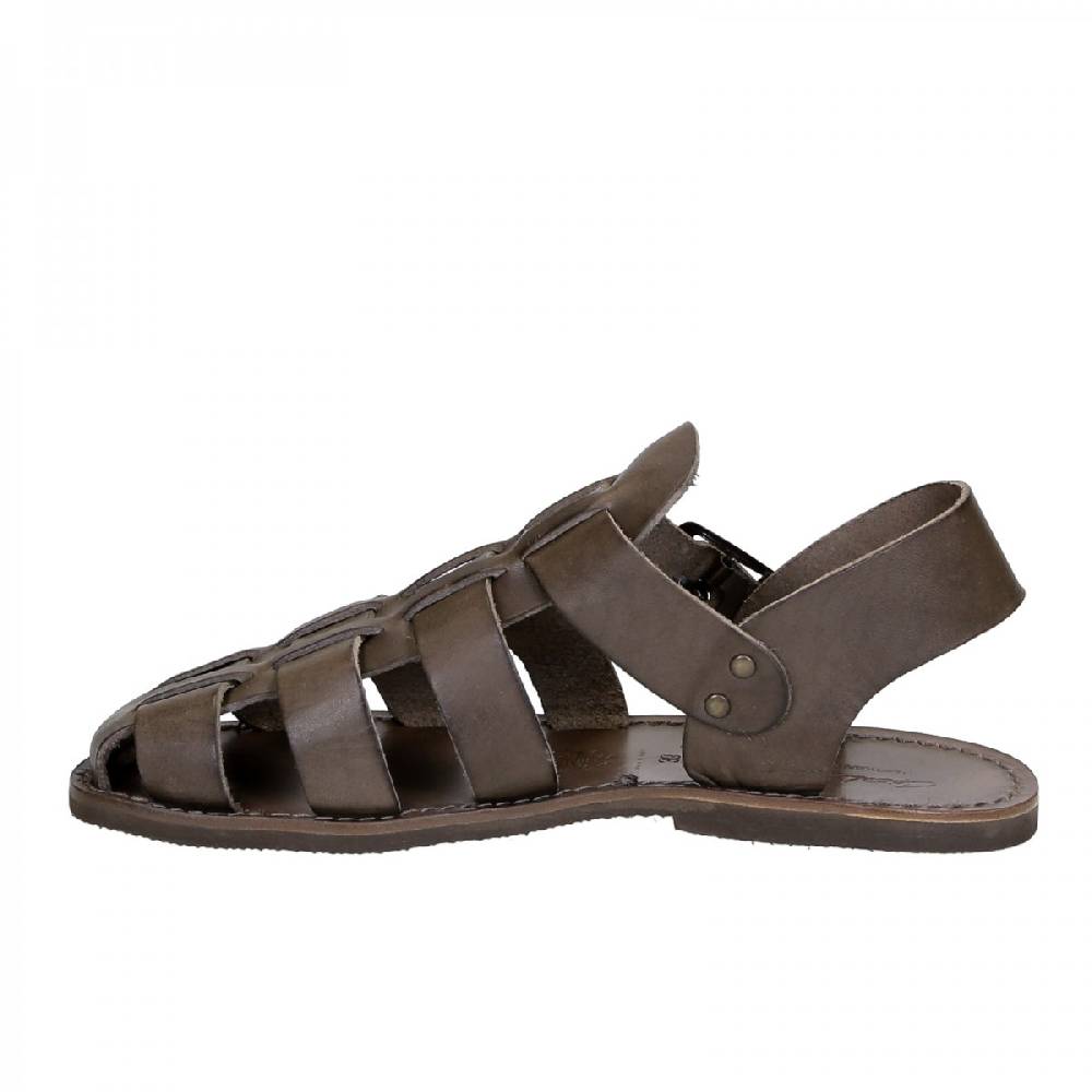 Lartigiano Del Cuoio Sandali da frate uomo fatti a mano in pelle color fango Online Outlet